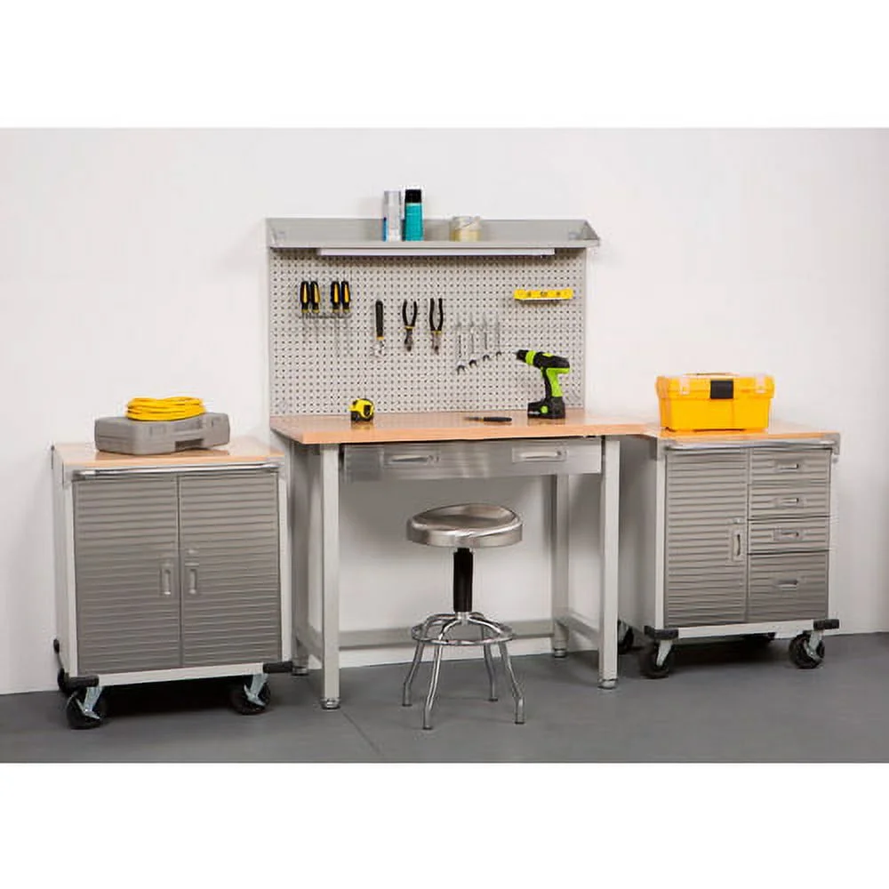 UltraHD® Heavy Duty Rolling Cabinet Workbench Table w/ Solid Wood Top, Workstation for Garage, Office, Workshop, Granite, 1-Door, 4-Drawer (28" W x 25" D)(Granite) - Image 10