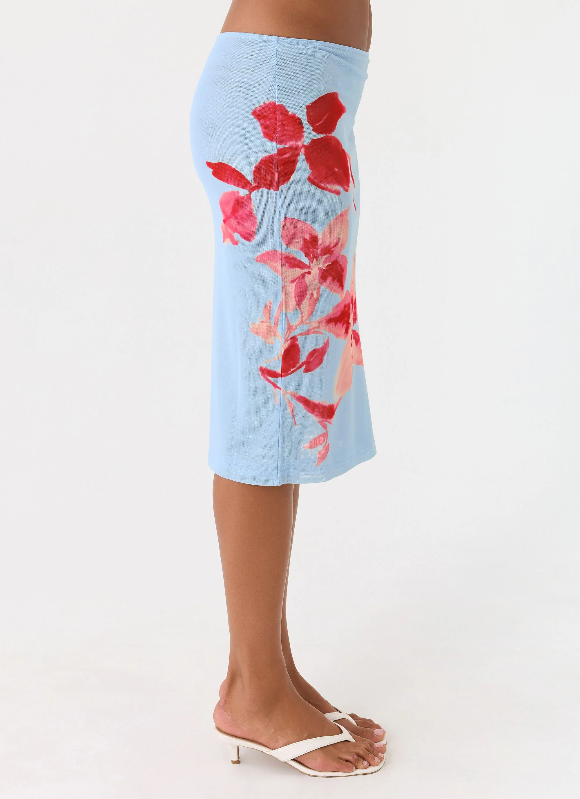 Tamia Midi Skirt - Blue Petal
