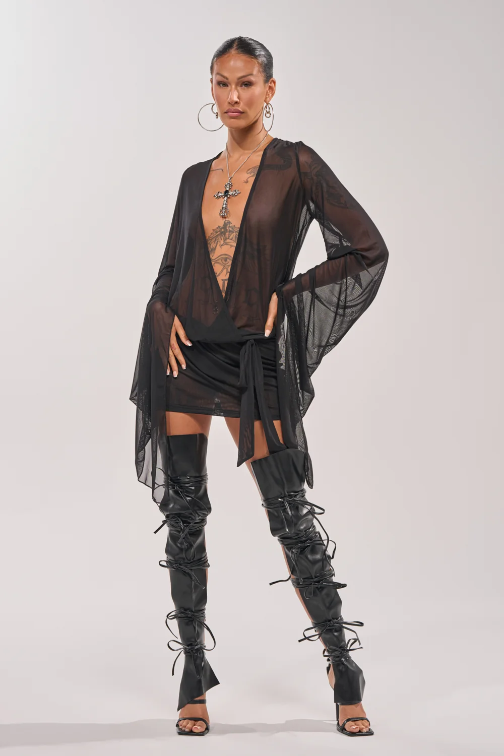 SHEER AFFECTION MESH MINI DRESS - Akira Store