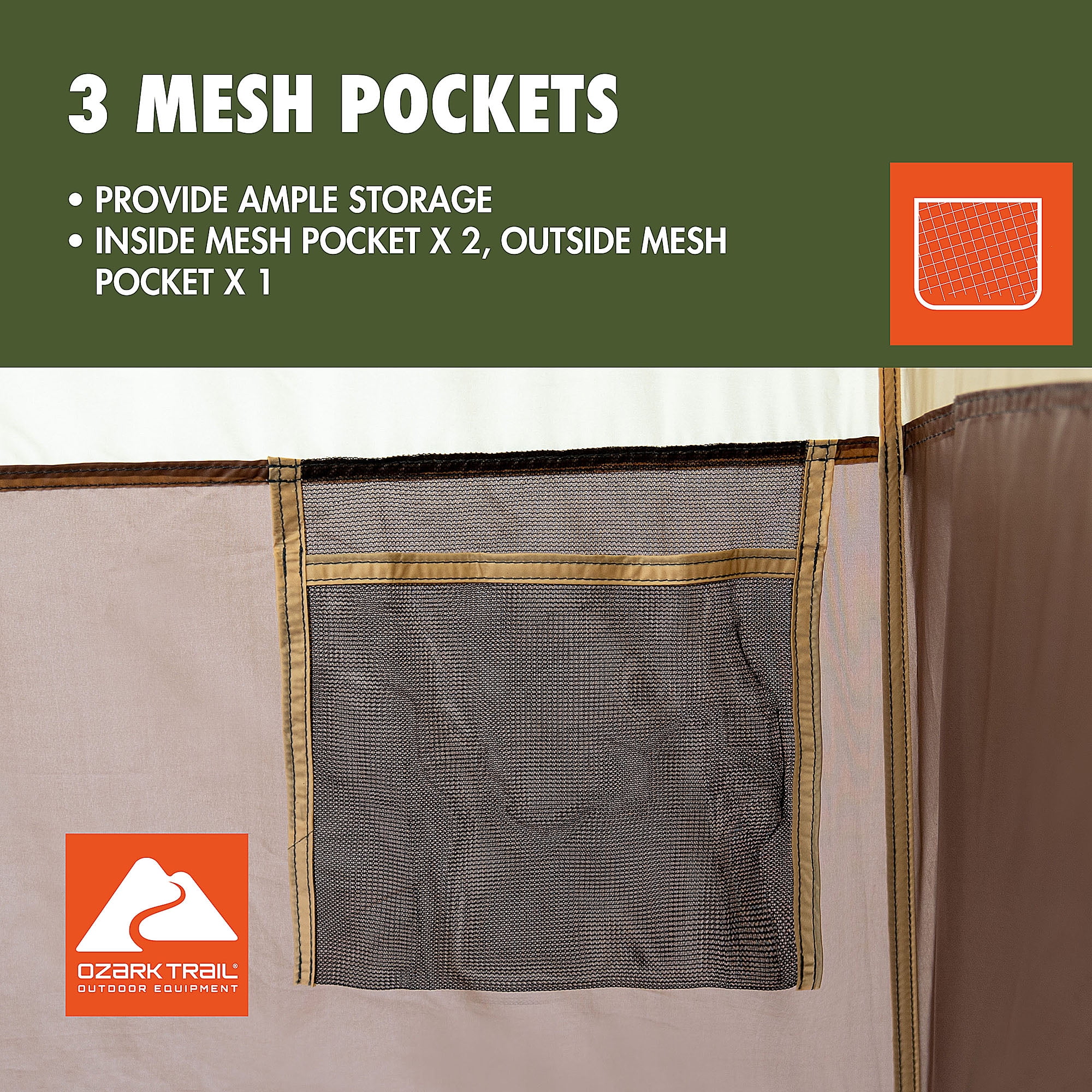 Ozark Trail 2 - Room Shower & Utility Tent Combo Includes 5 - Gallon Water Container, Easy Setup, Maximum Occupancy Is 2. Khaki Colour