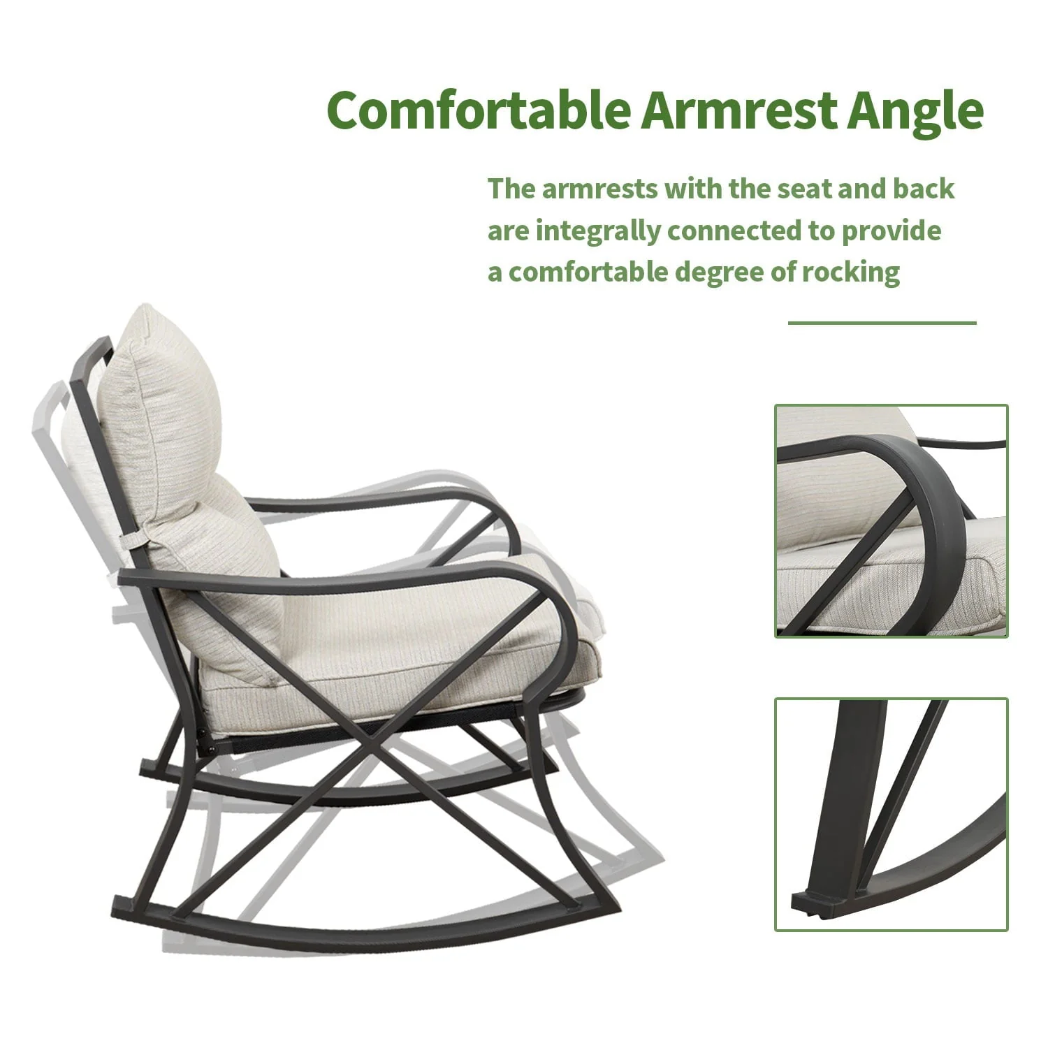 COSIEST 3 Piece Metal Bistro Set with Beige Cushions, Coffee Table Image 5