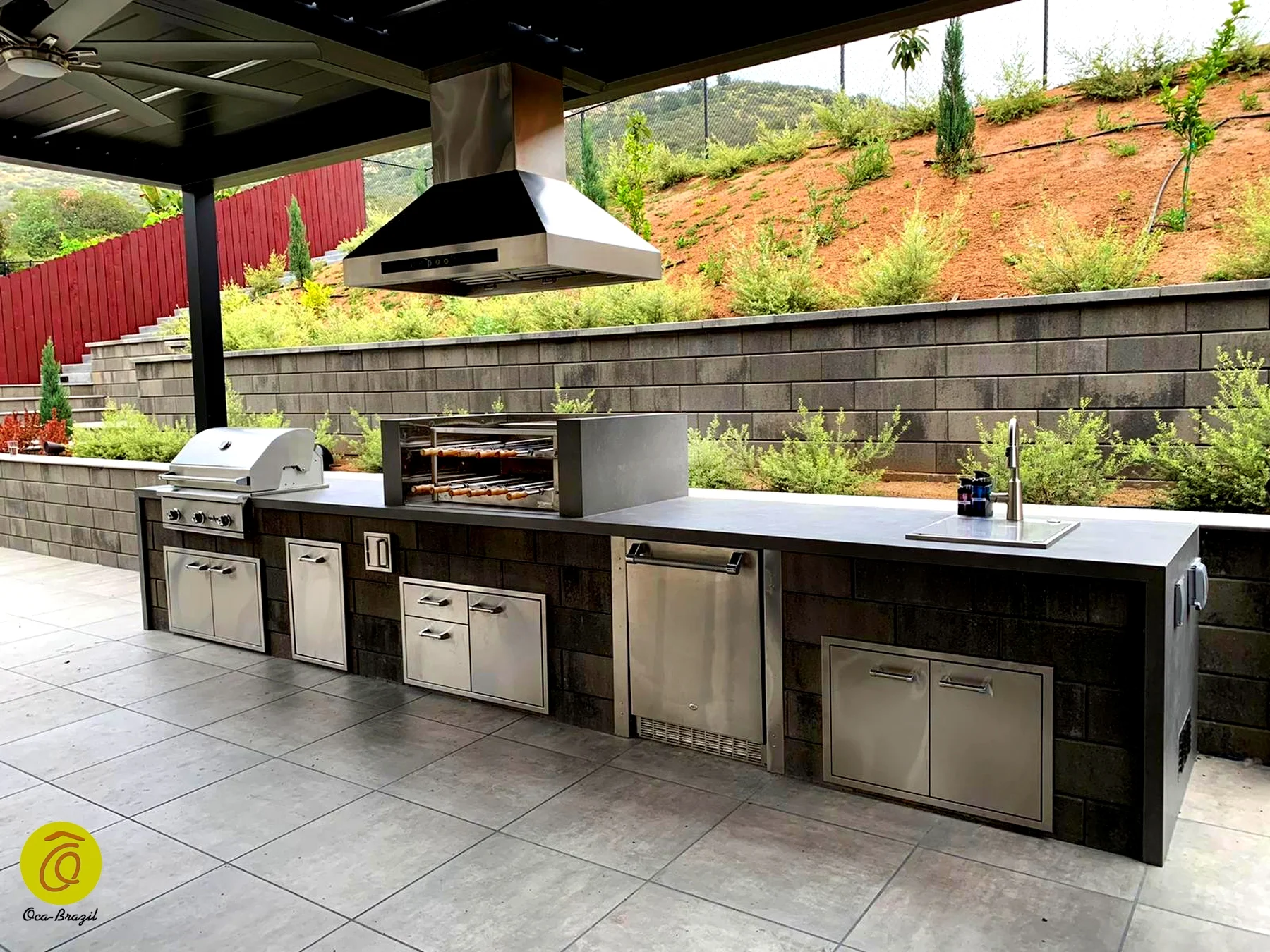Brazilian BBQ Charcoal Grill - 11 Skewers - Rotisserie System - Oca - Brazil