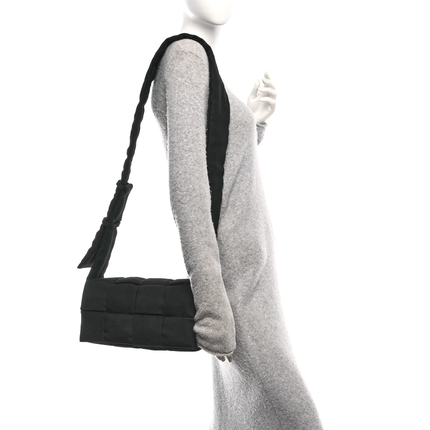 Denim Maxi Intrecciato Padded Tech Cassette Bag Black