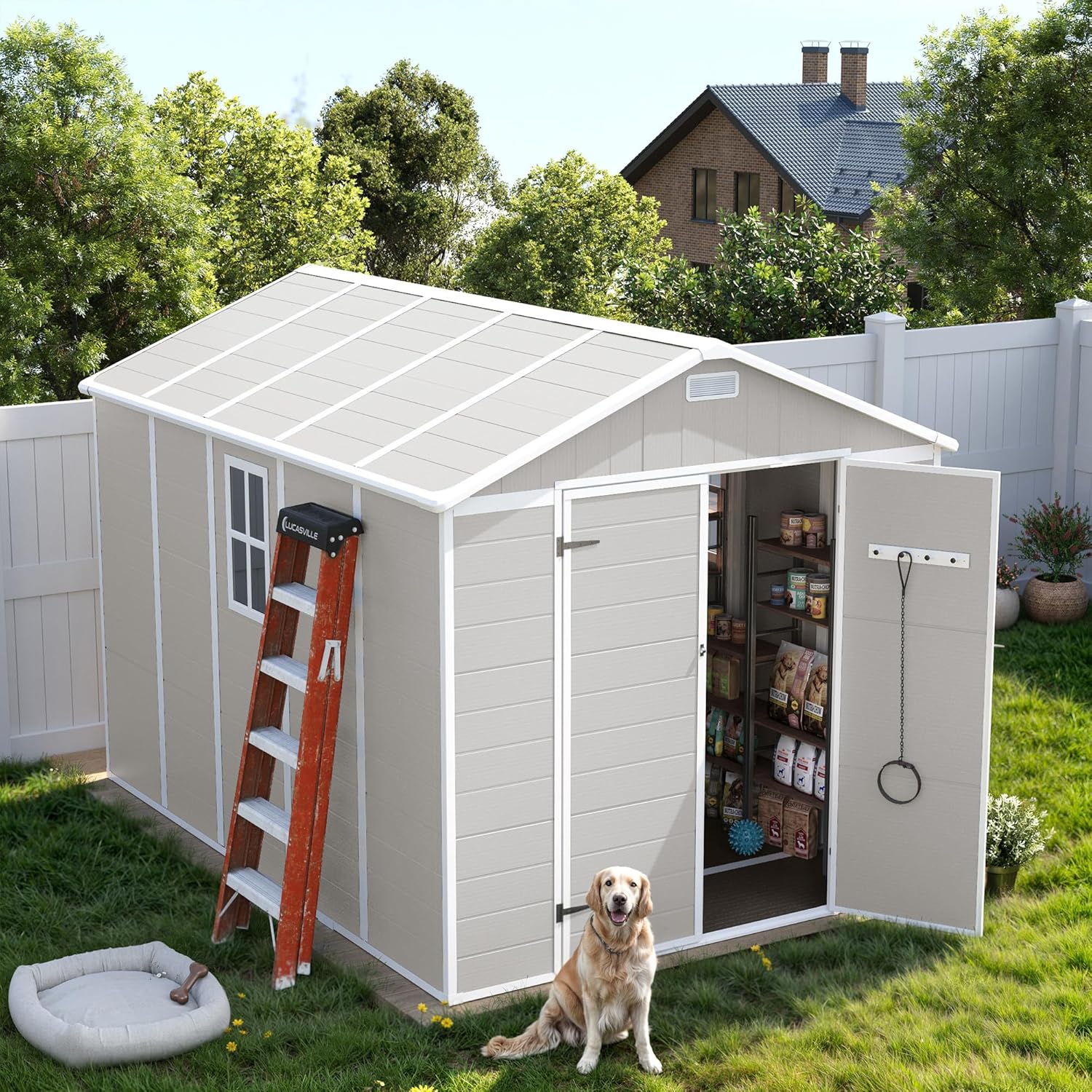 Abri de jardin UDPATIO 2,4 x 3 m (8 x 10 pi) en résine et plastique pour le rangement extérieur