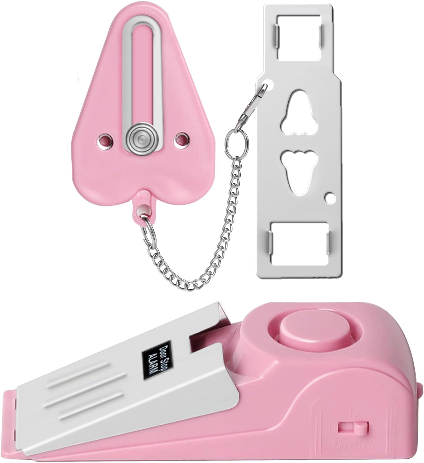 Portable Door Lock & Door Stop Alarm Set, Dual Protection Home Security Door Kit, Travel Hotel Lock Devices Pocket Self Defensey Tools for Traveling Hotel Home Apartment,Red