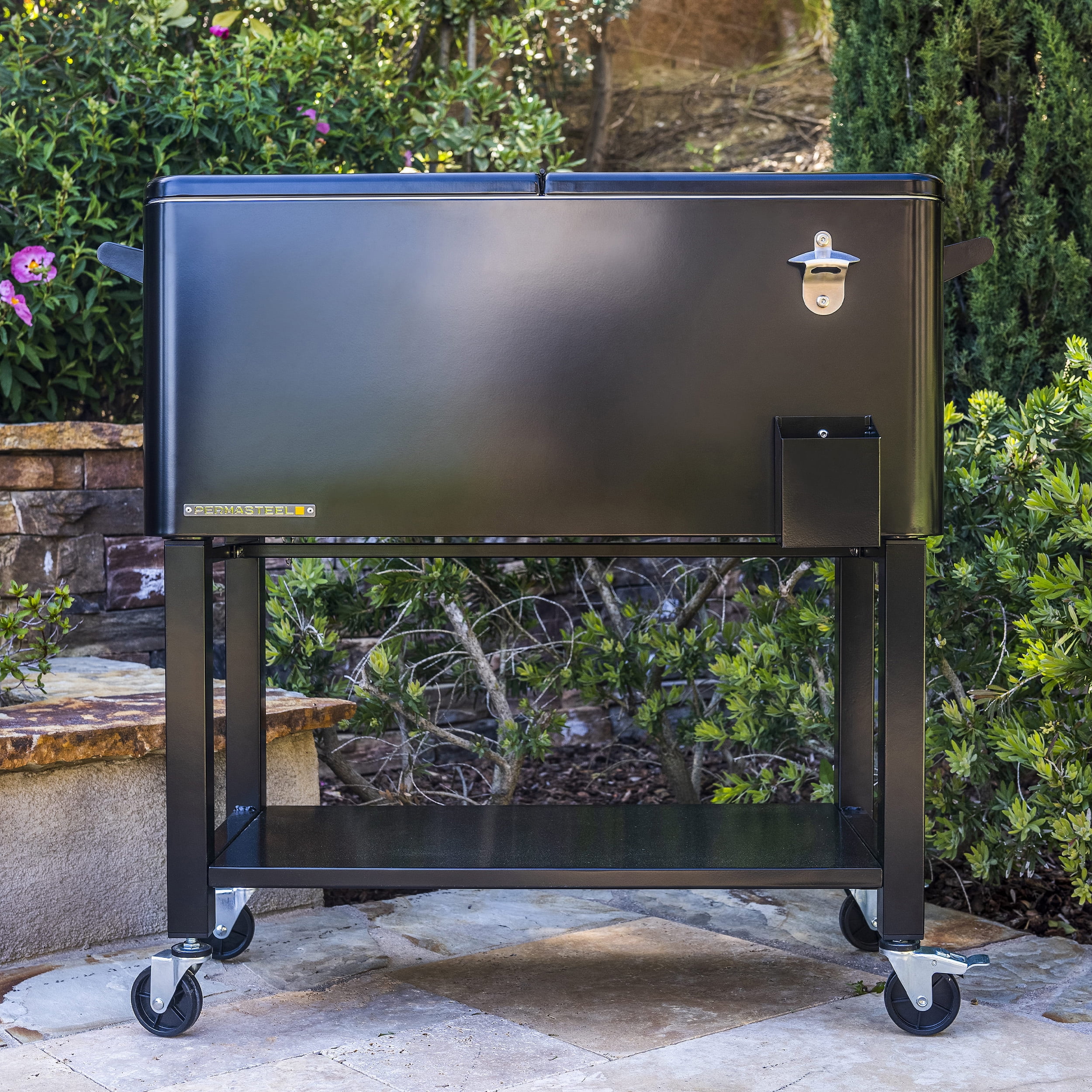 80-Qt Outdoor Steel Patio Cooler with Removable Basin, Rolling Cooler with Wheels, Teal Green(Teal Green) - Image 5