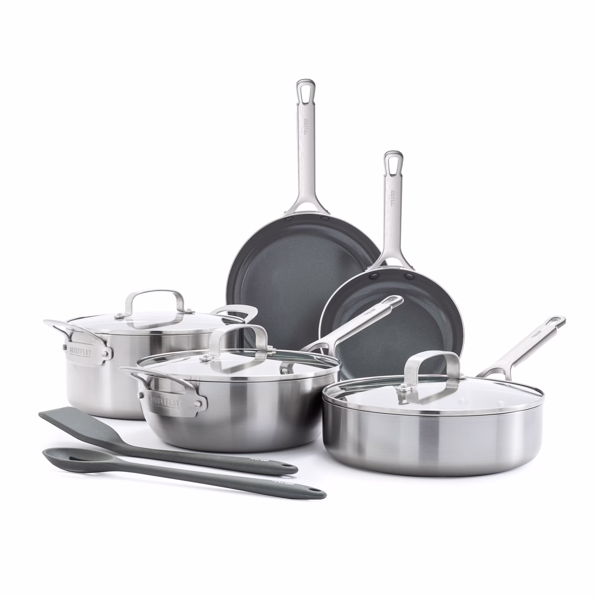 Greenpan Bobby Flay 10 - Piece Stainless Steel Cookware Set, Ceramic Nonstick Fry Pans, Dishwasher Safe