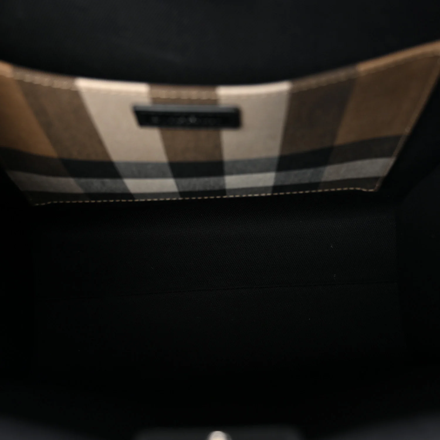 Calfskin House Check Small N/S Tote Black