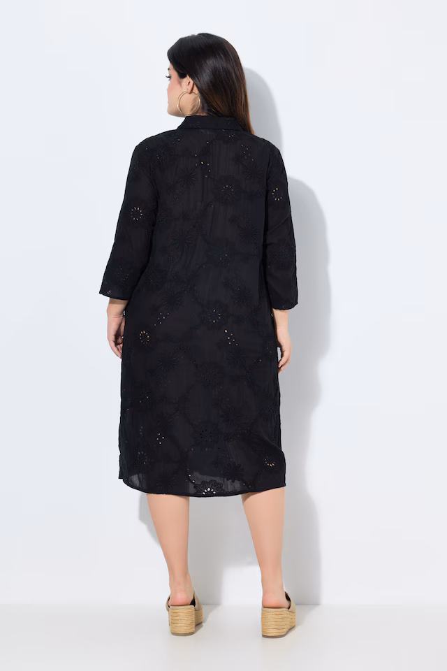 Shirtdress, A-line, eyelet embroidery