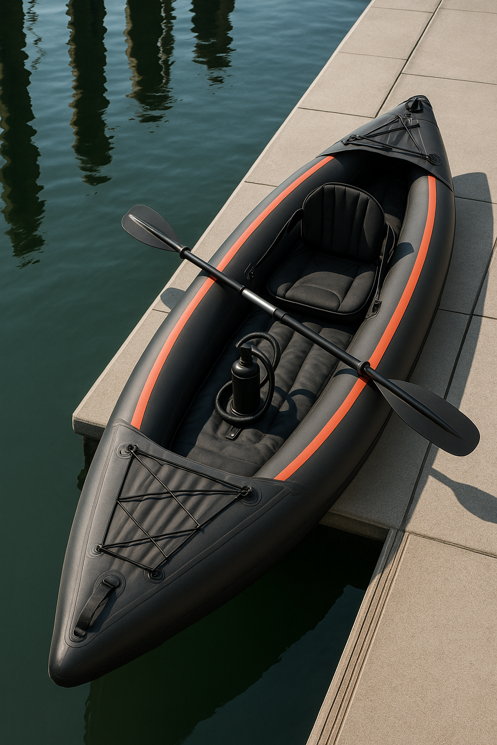 Enkelt oppustelig kajak med samlefunktion, sort/orange PVC, flod/s, 315x78x37cm tOXYcBc491aO