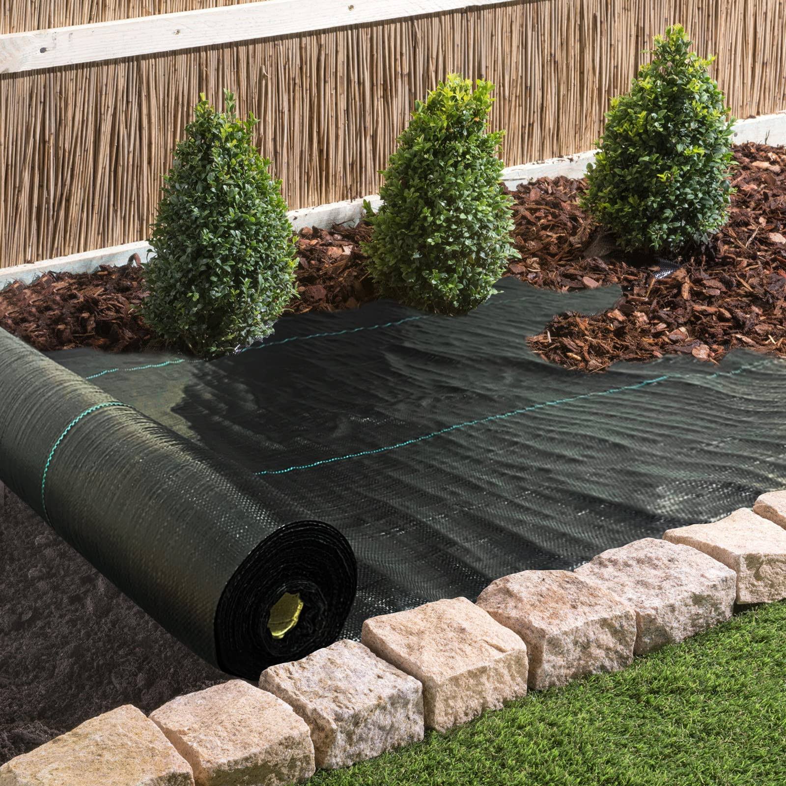 LGJIAOJIAO 6.5FTx330FT Weed Barrier Landscape Fabric Heavy Duty, Weed Block Gardening Ground Cover Mat, Weed Control Garden Cloth, Woven Geotextile