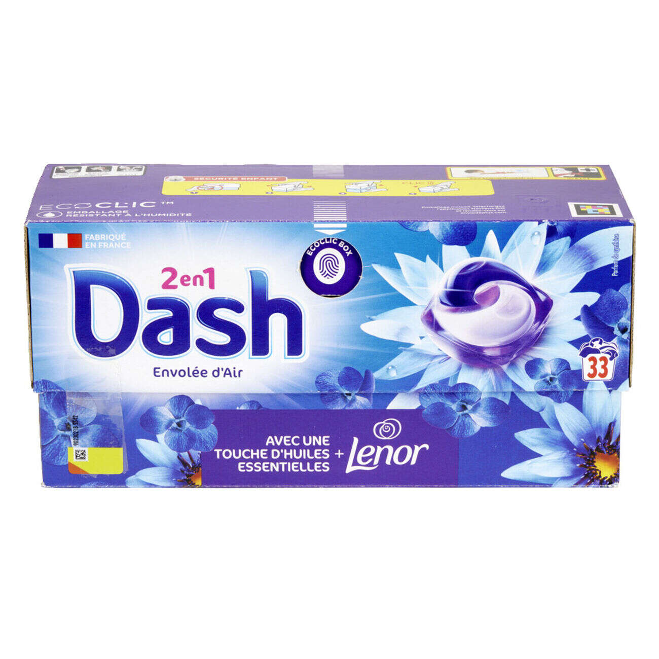 Lessive capsule Dash Envolée D'air 33 capsules