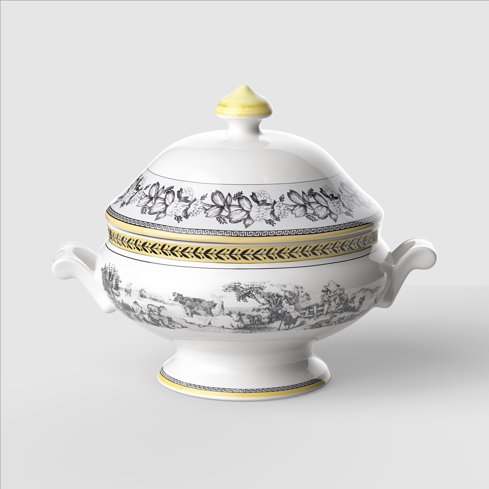 Audun Tureen - Multi-colored, 54.2 oz, Premium Porcelain