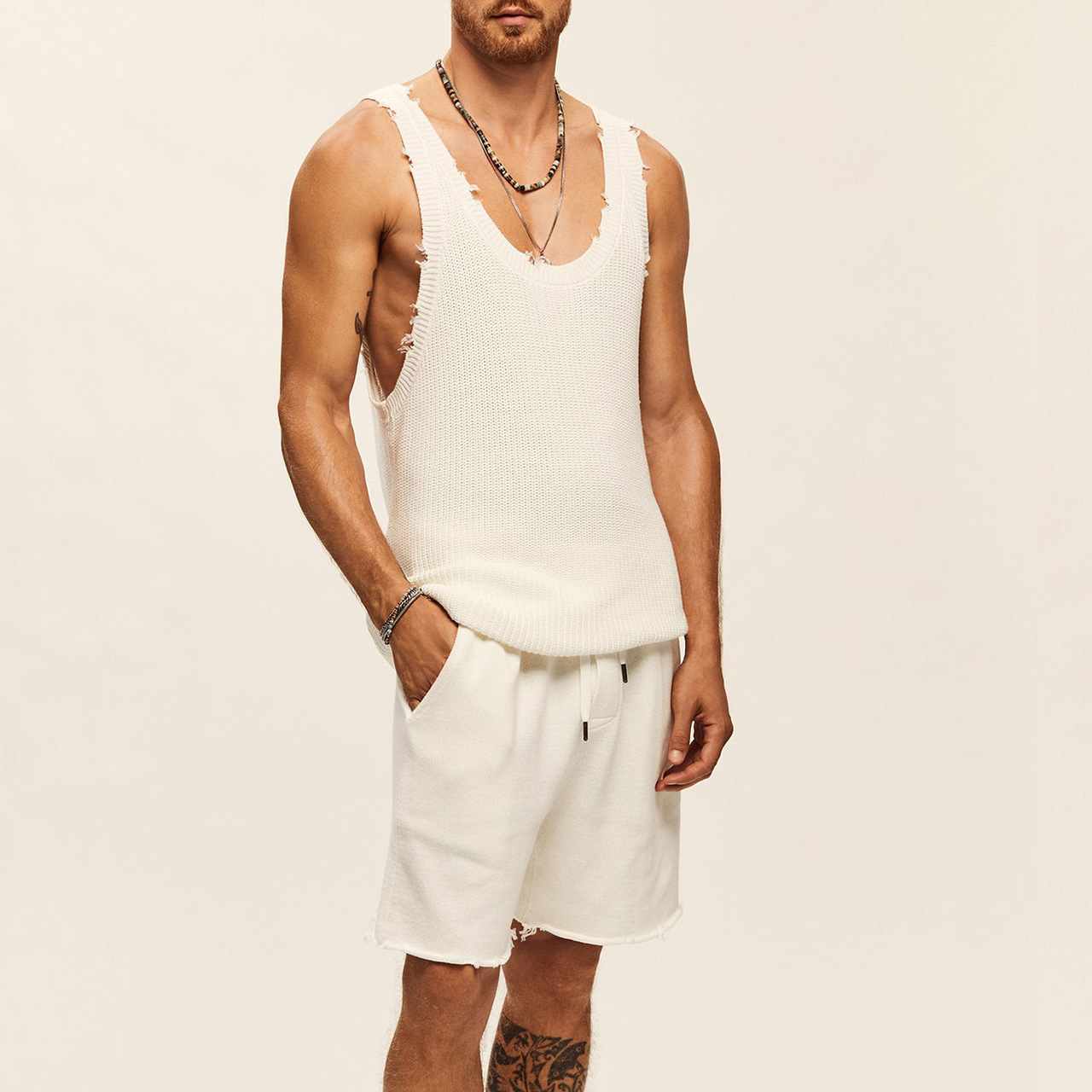Ensemble short de sport sans manches en maille décontractée pour homme Suitmens 04