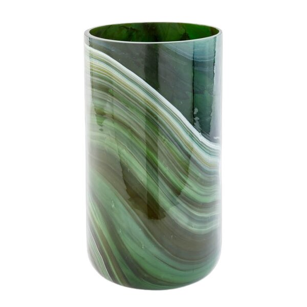 Marbled vase i marmorert glass L 40,5 cm mørkegrønn