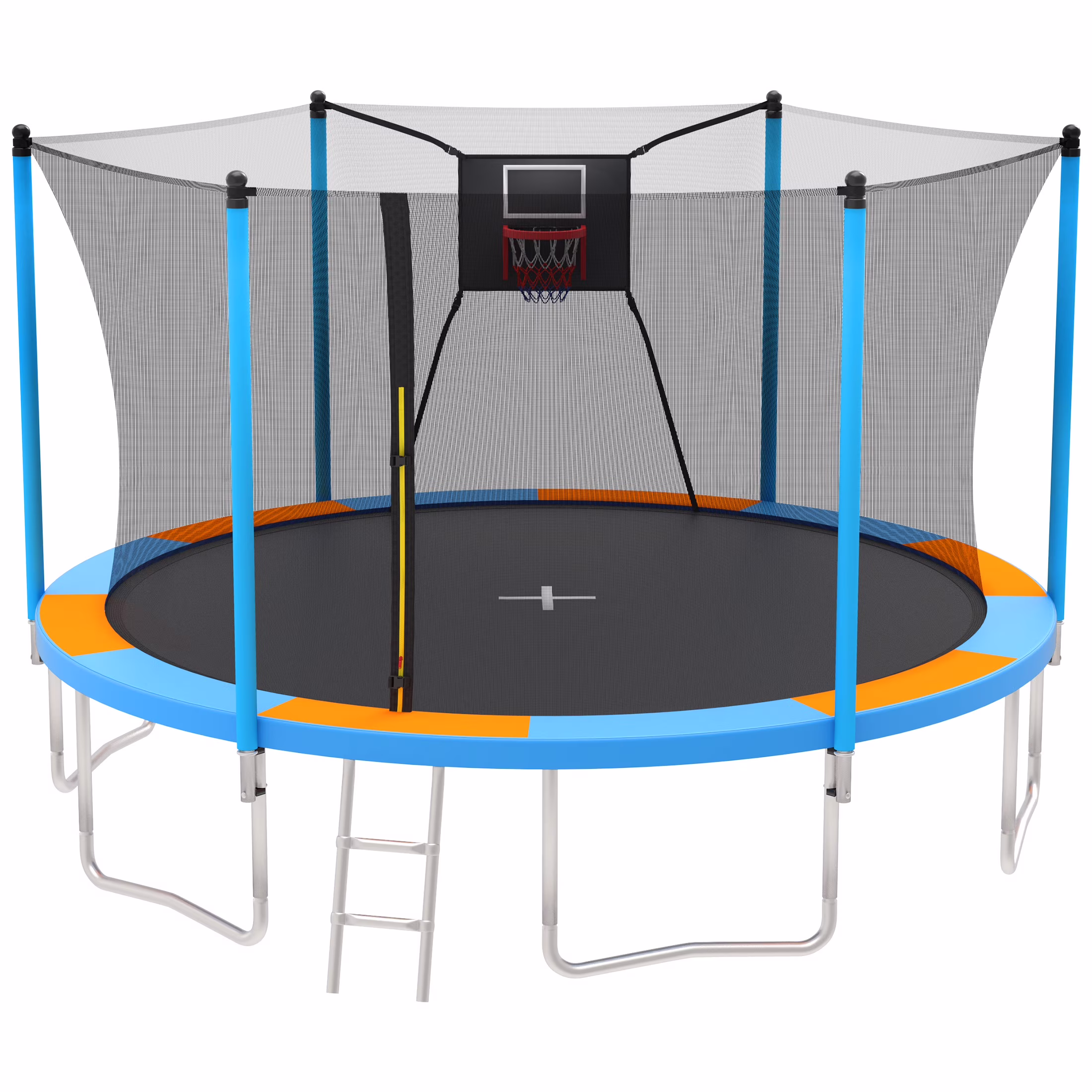 14Ft Trampoline for Kids and Adults, Outdoor Trampoline with Basketball Hoop, Upgrade Heavy Duty Trampoline with Enclosure Net Ladder for Backyard Patio Garden(Green)