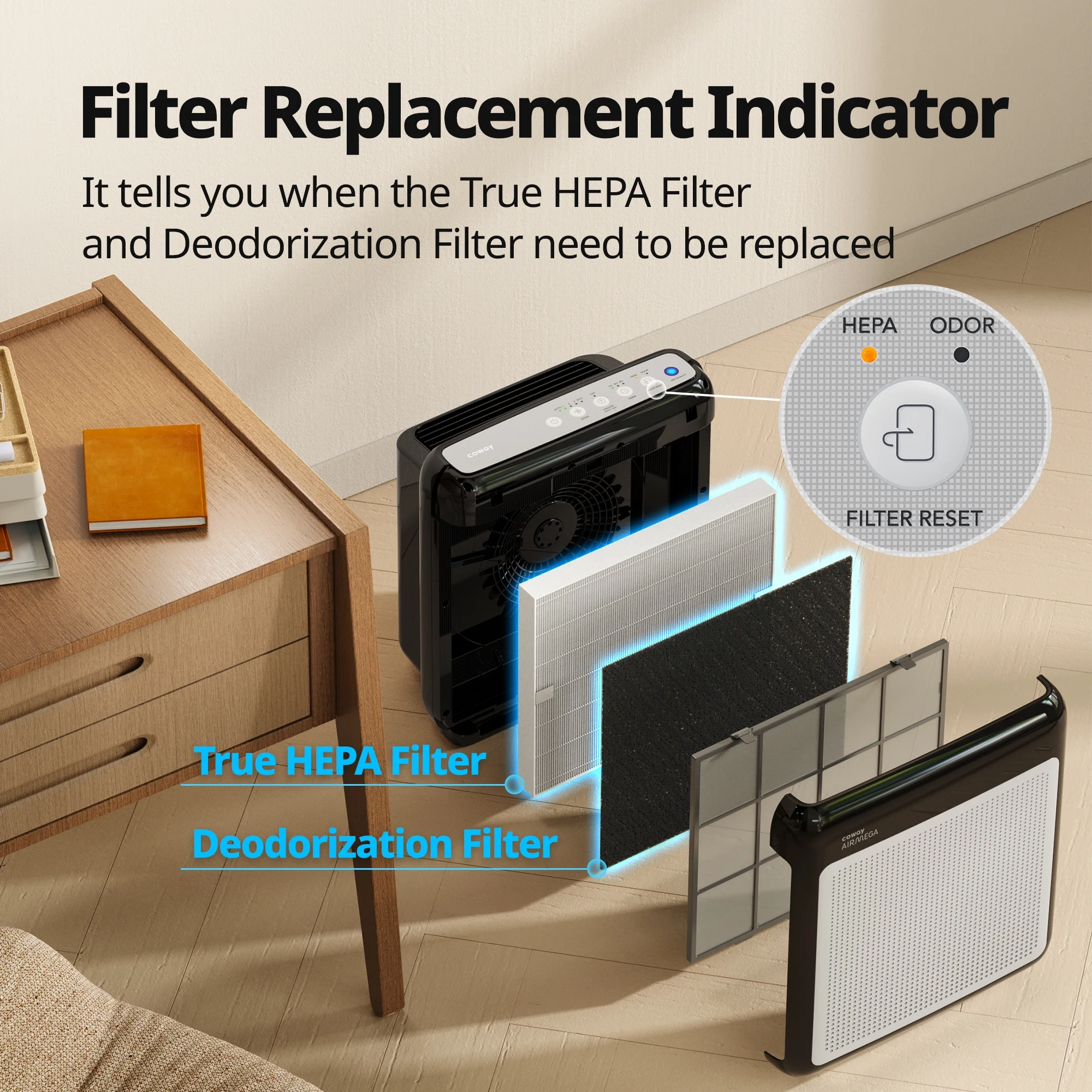 Air Purifier Airmega 200M True HEPA with 361 sq. ft. Coverage in Black - Image 10
