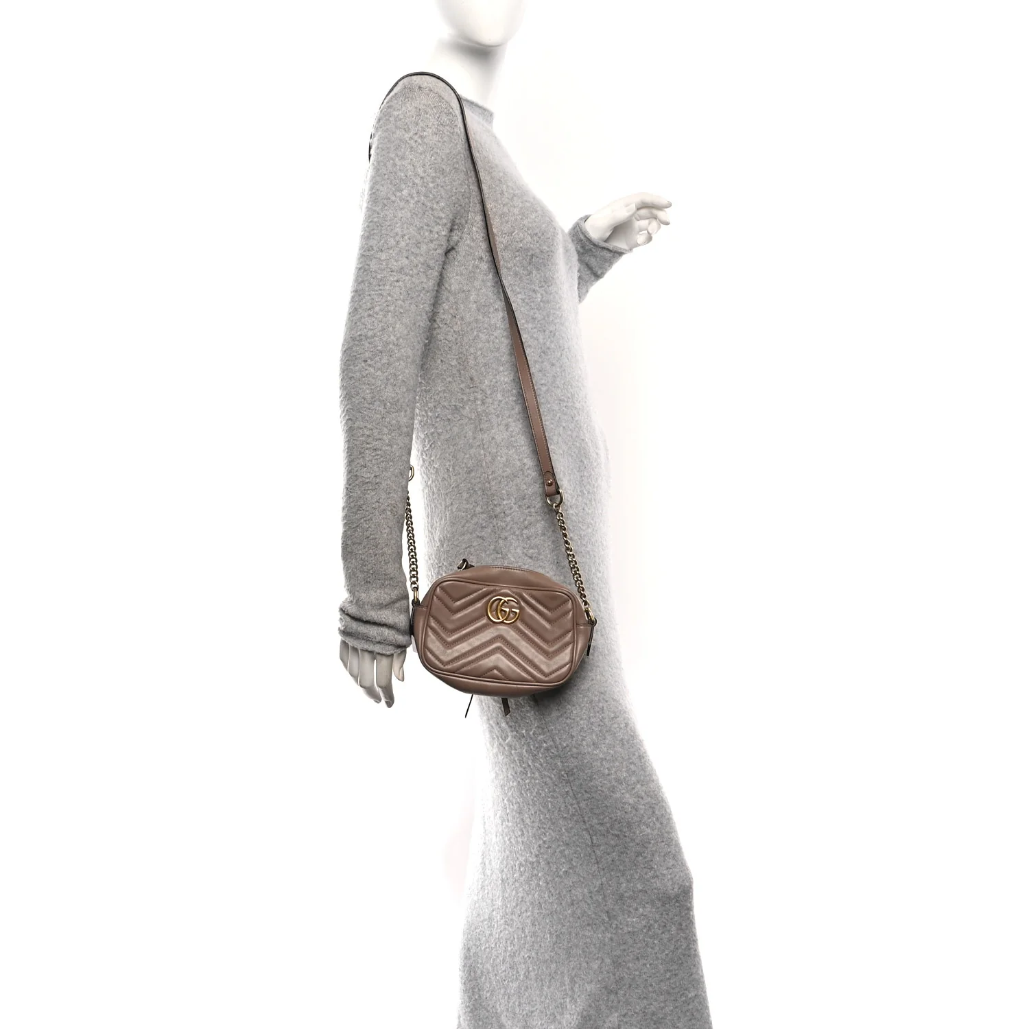 Calfskin Matelasse Mini GG Marmont Chain Shoulder Bag Porcelain Rose