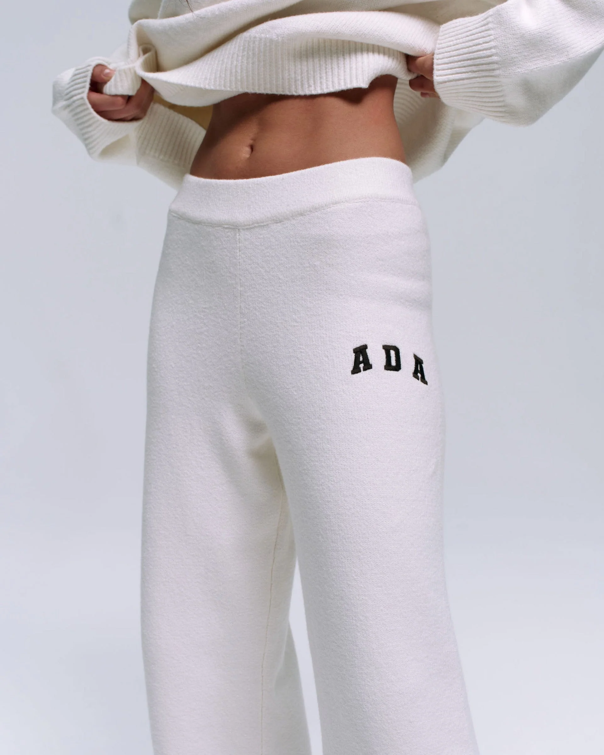 ADA Knit Straight Leg Sweatpants - Cream/Coffee Bean