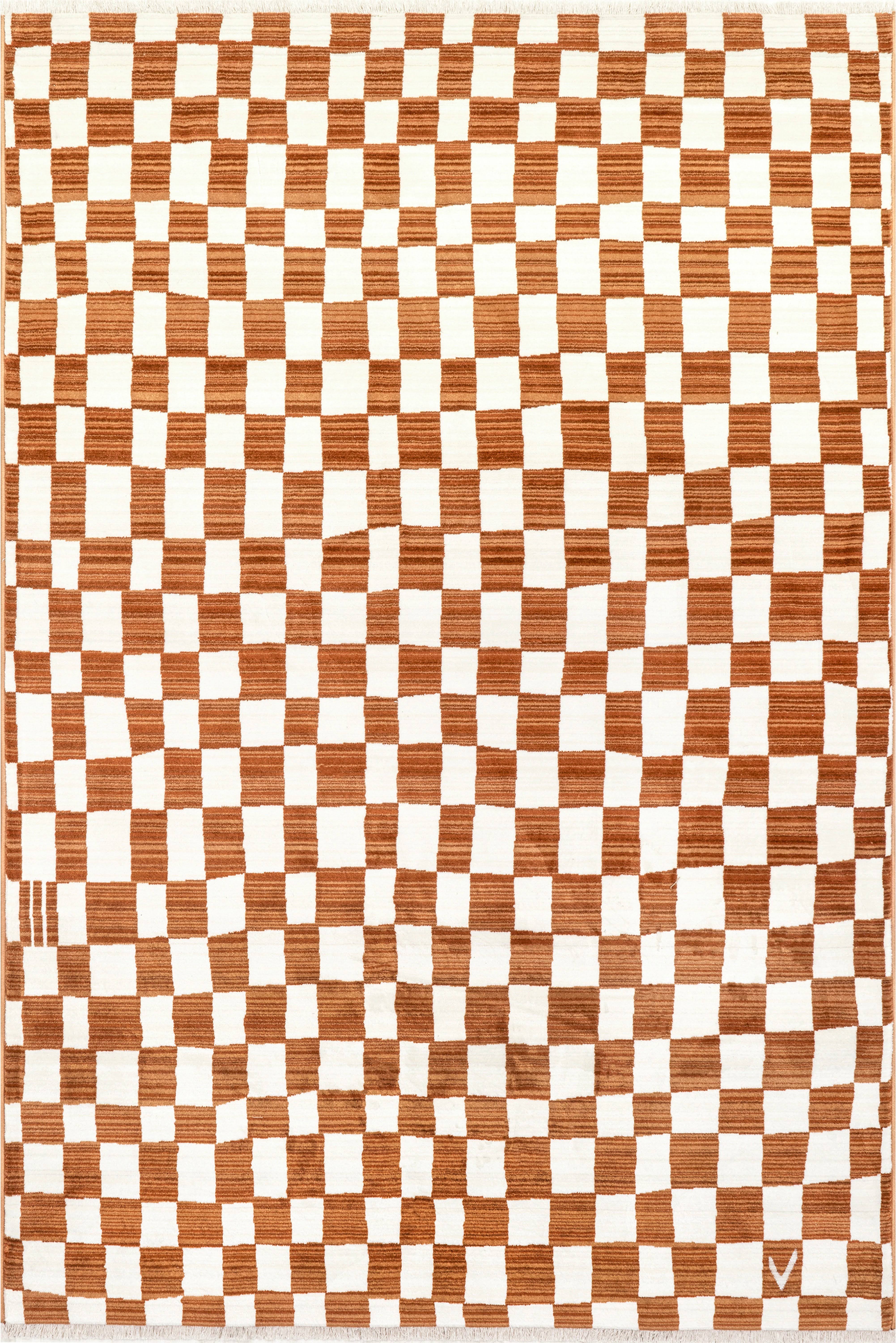 nuLOOM Dominique Abstract Checkered Fringe Area Rug, 2' 8 inch x 7' 10 inch, Orange