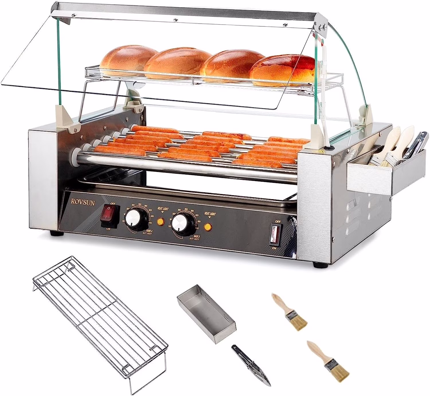 1050 W 18 Hot Dog Capacity Commercial Hot Dog Roller Grill(7 Roller)