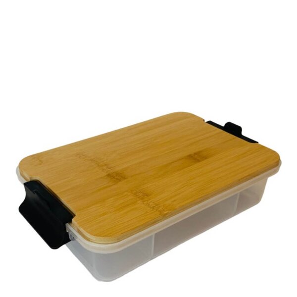 Snacklebox med 7 rom og bambusbrett 20x33 cm bambus