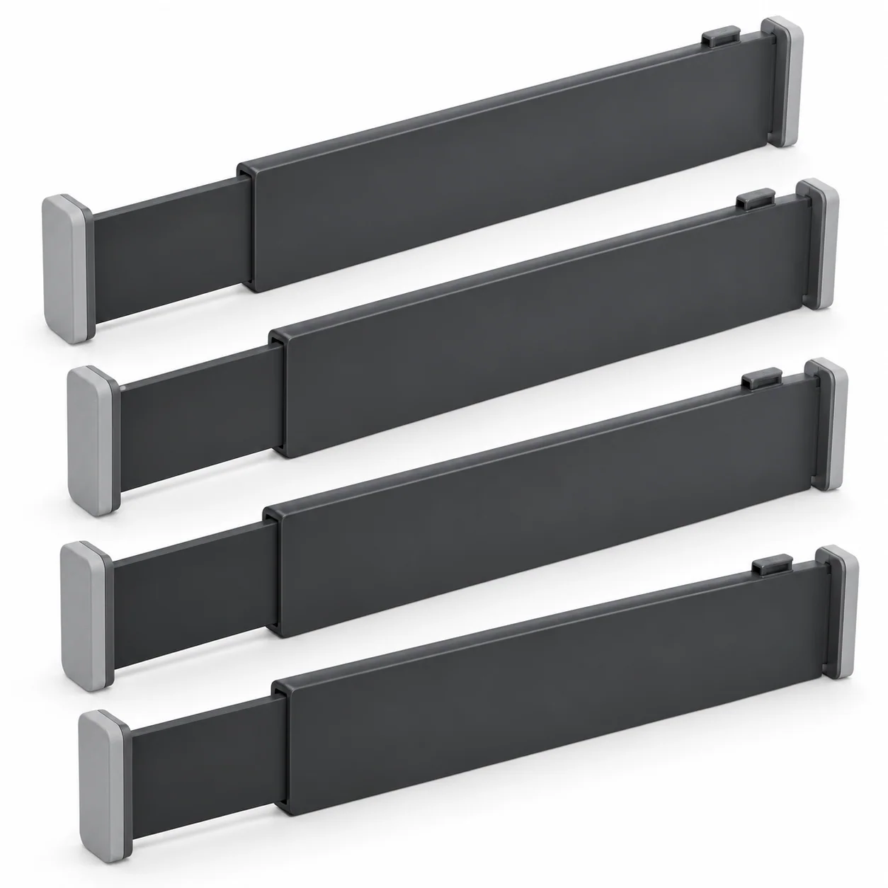 Charcoal Adjustable Drawer Dividers, 4-Pack