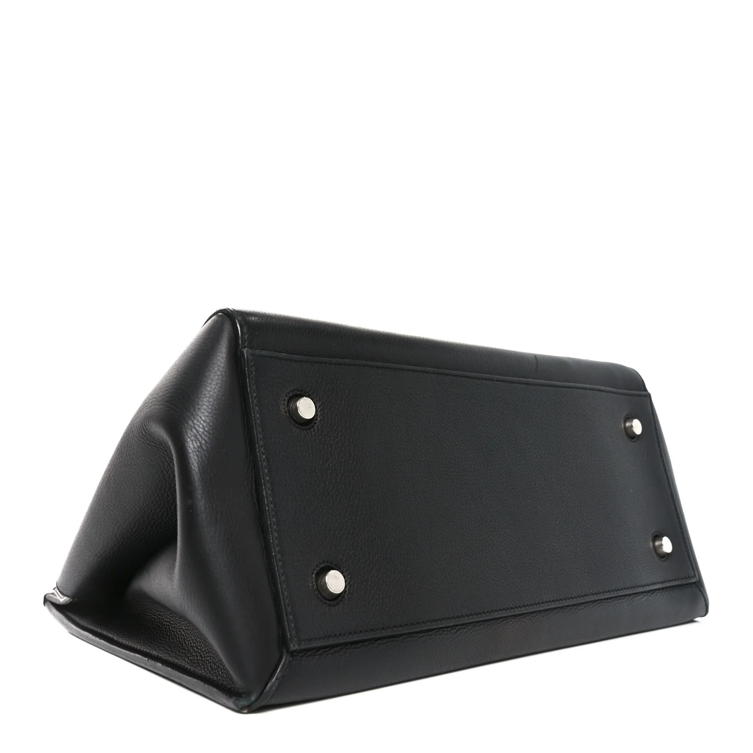 Grained Calfskin Edge Shoulder Bag Black