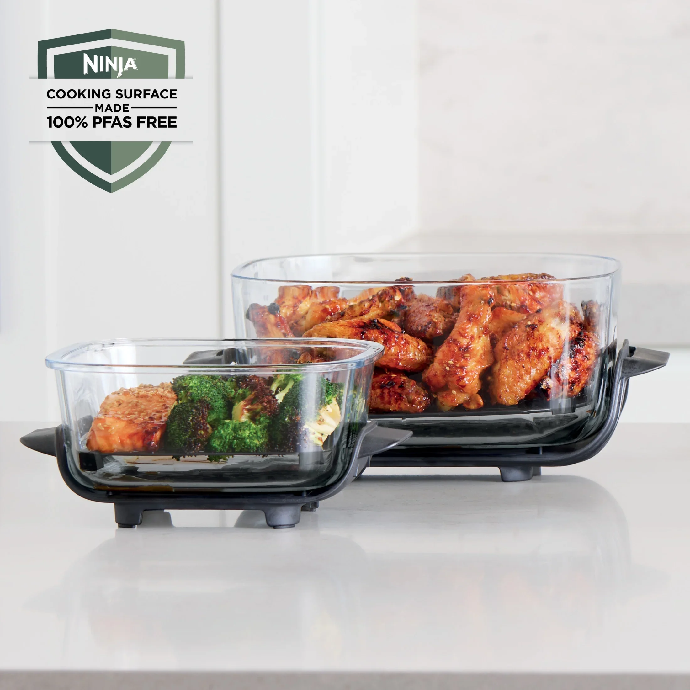 Ninja Crispi 4-in-1 Portable Glass Air Fryer Cooking System, 4-Qt & 6-Cup Containers, Cyberspace