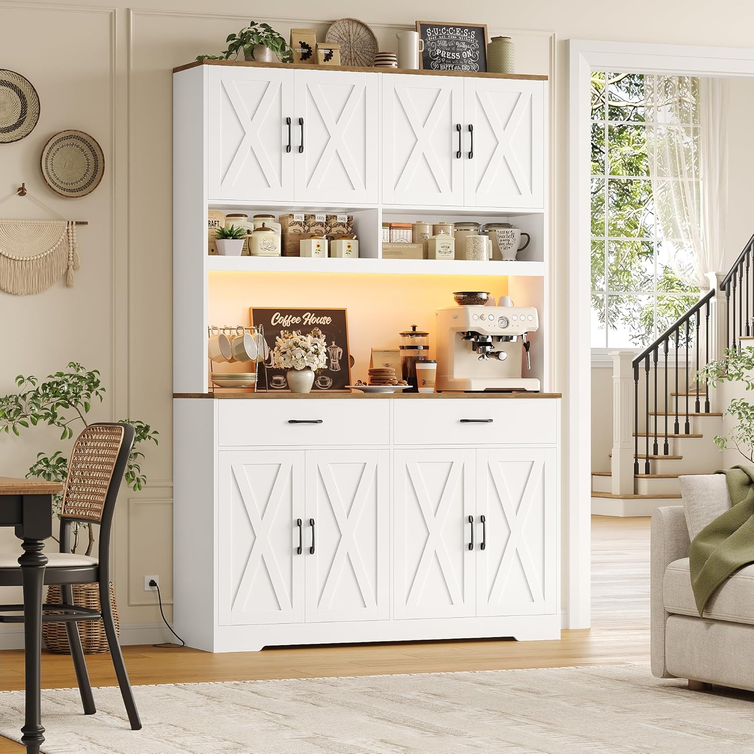 HOSTACK Modern Farmhouse Pantry Cabinet, 75