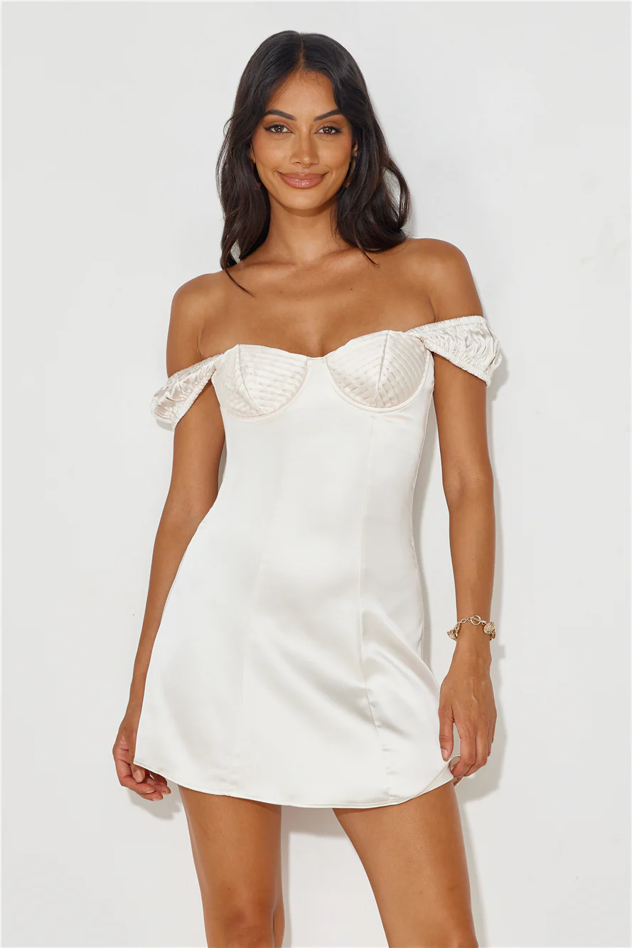 Era Of Cottagecore Satin Mini Dress Champagne