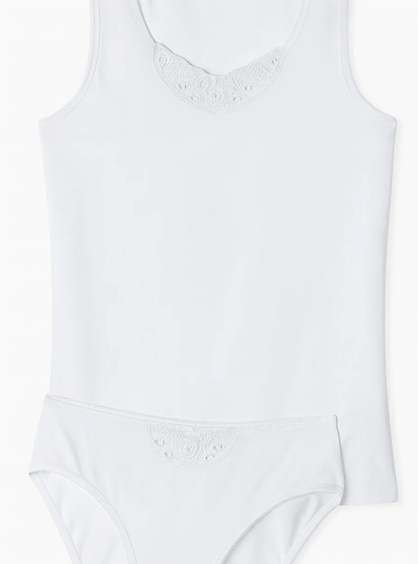 Culotte dentelle femme en coton blanc