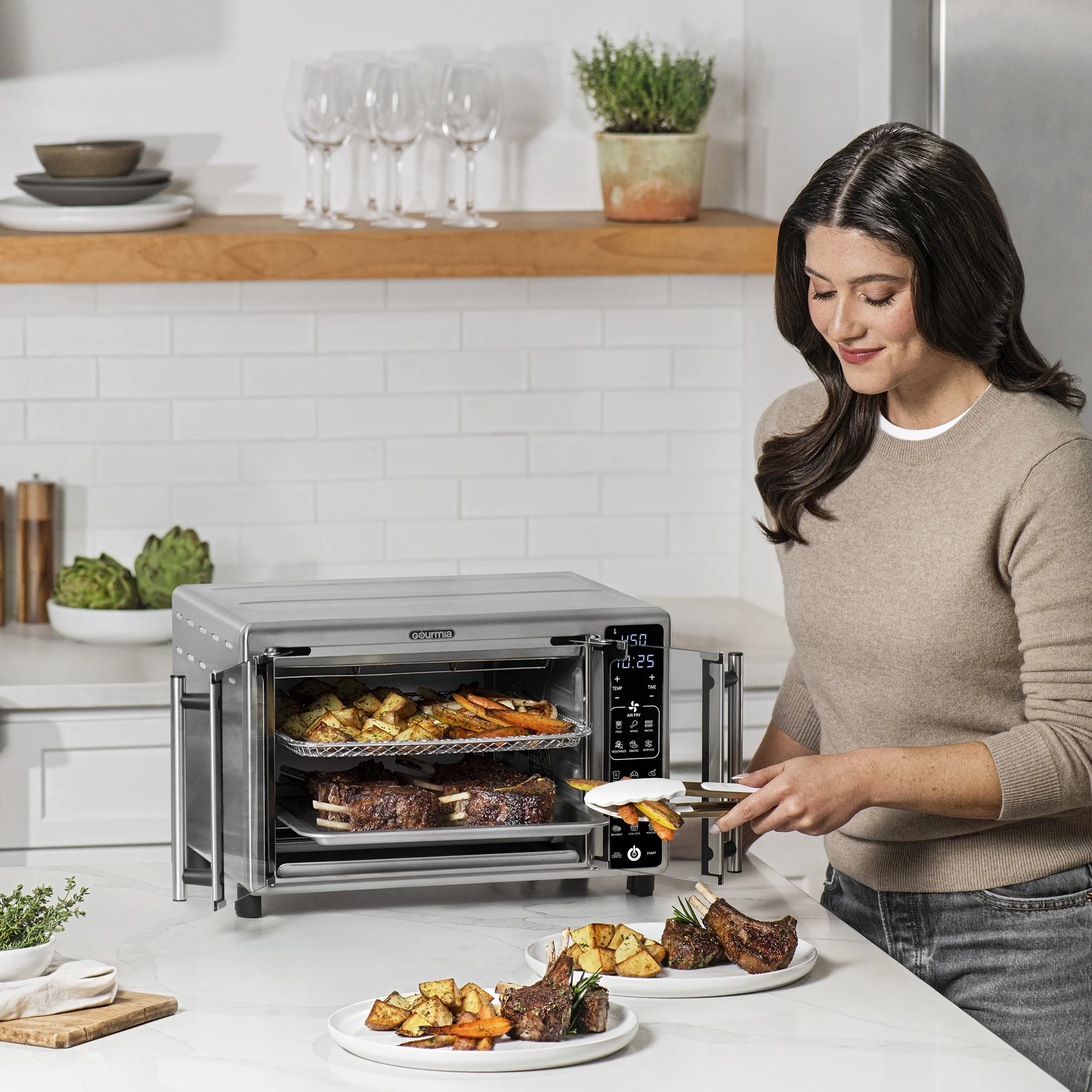 French Door 6-Slice Digital Toaster Oven Air Fryer, 19 One-Touch Presets, 24L, Stainless Steel(Stainless Steel) - Image 3