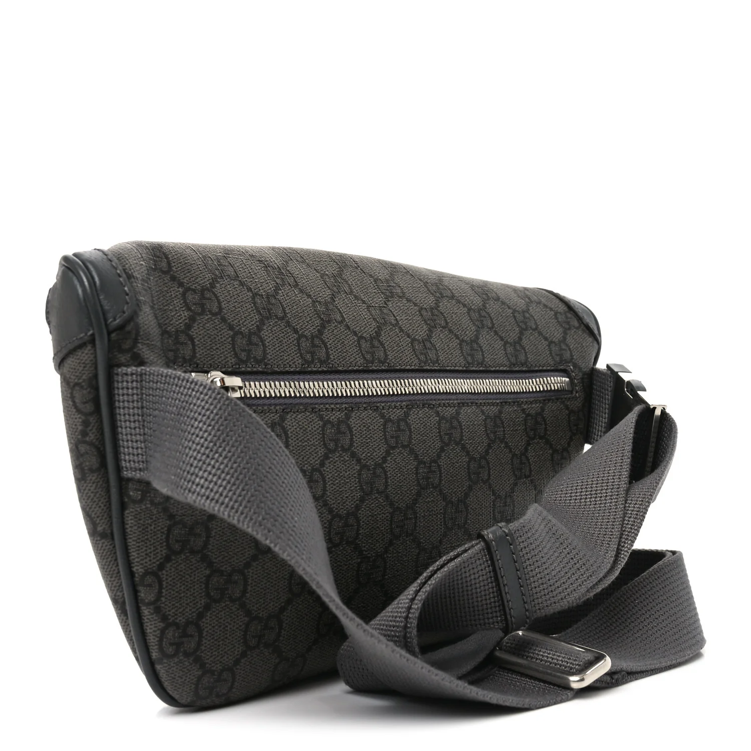 GG Supreme Monogram Textured Dollar Calfskin Ophidia Belt Bag Grey Black Graphite Grey