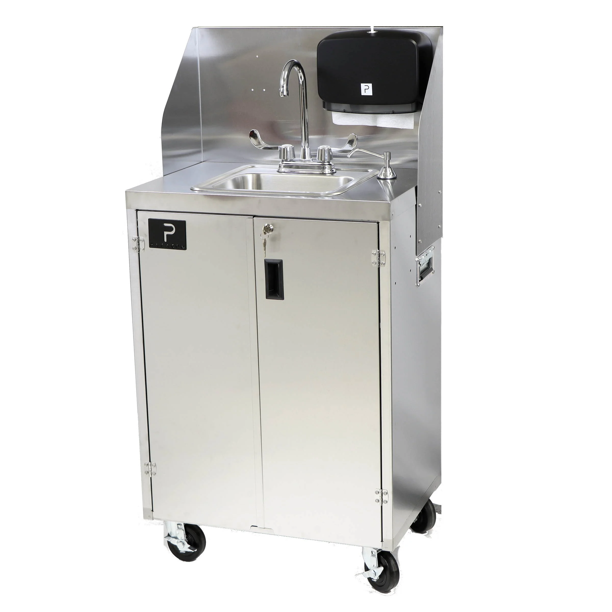 Electric Portable Sink, with Hot Water Heater and Pump - Movable Steel Hand Washing Sink