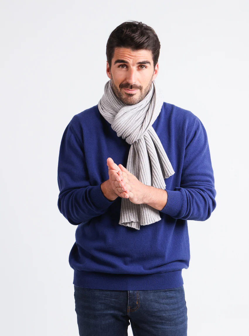 Écharpe homme cachemire et laine gris