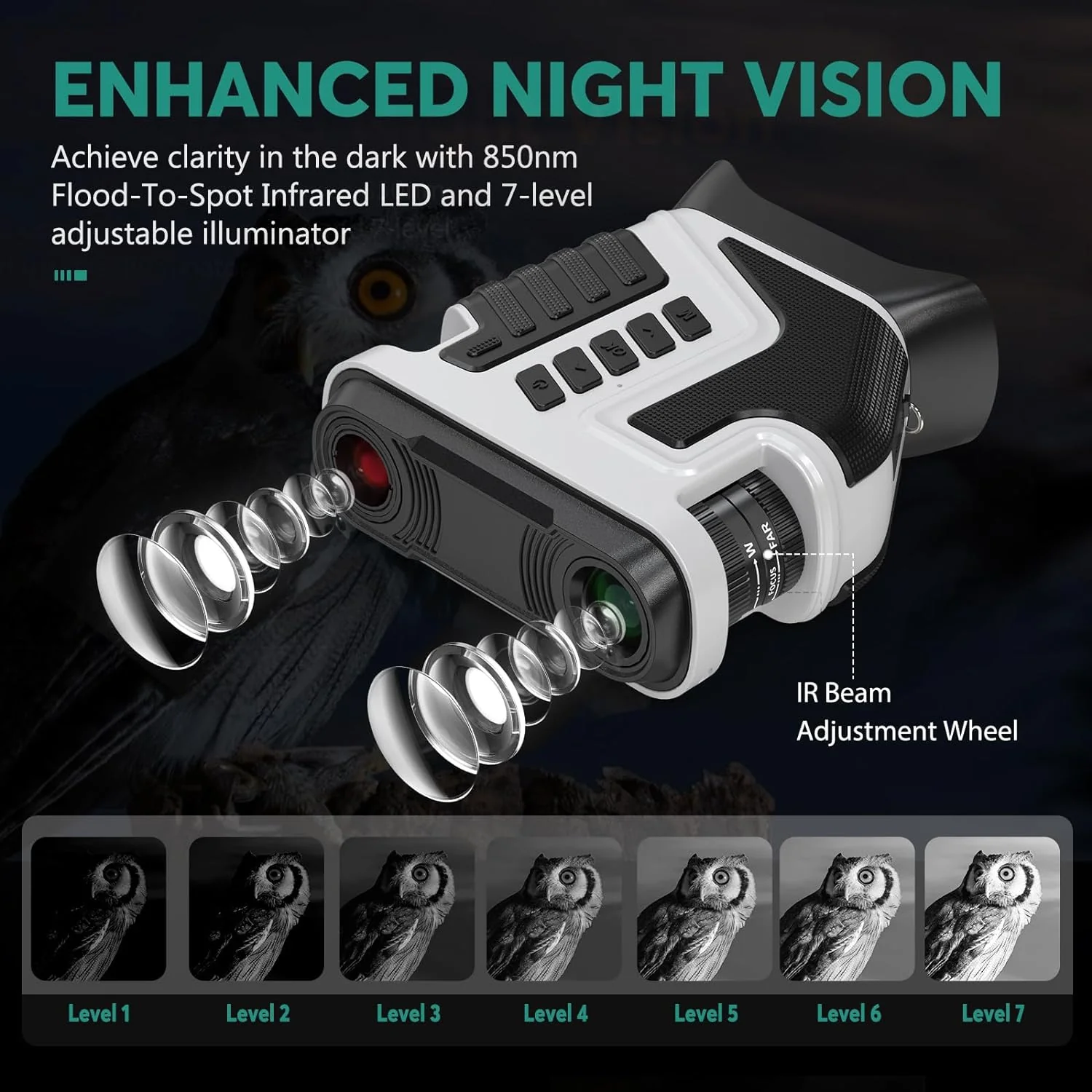 Night Vision Goggles, Night Vision Binoculars 4K Infrared Digital with 1300ft View Range, High Sensitivity Night Goggles for Hunting, Camping and Surveillance, Rechargeable, 32GB TF Card Inclu