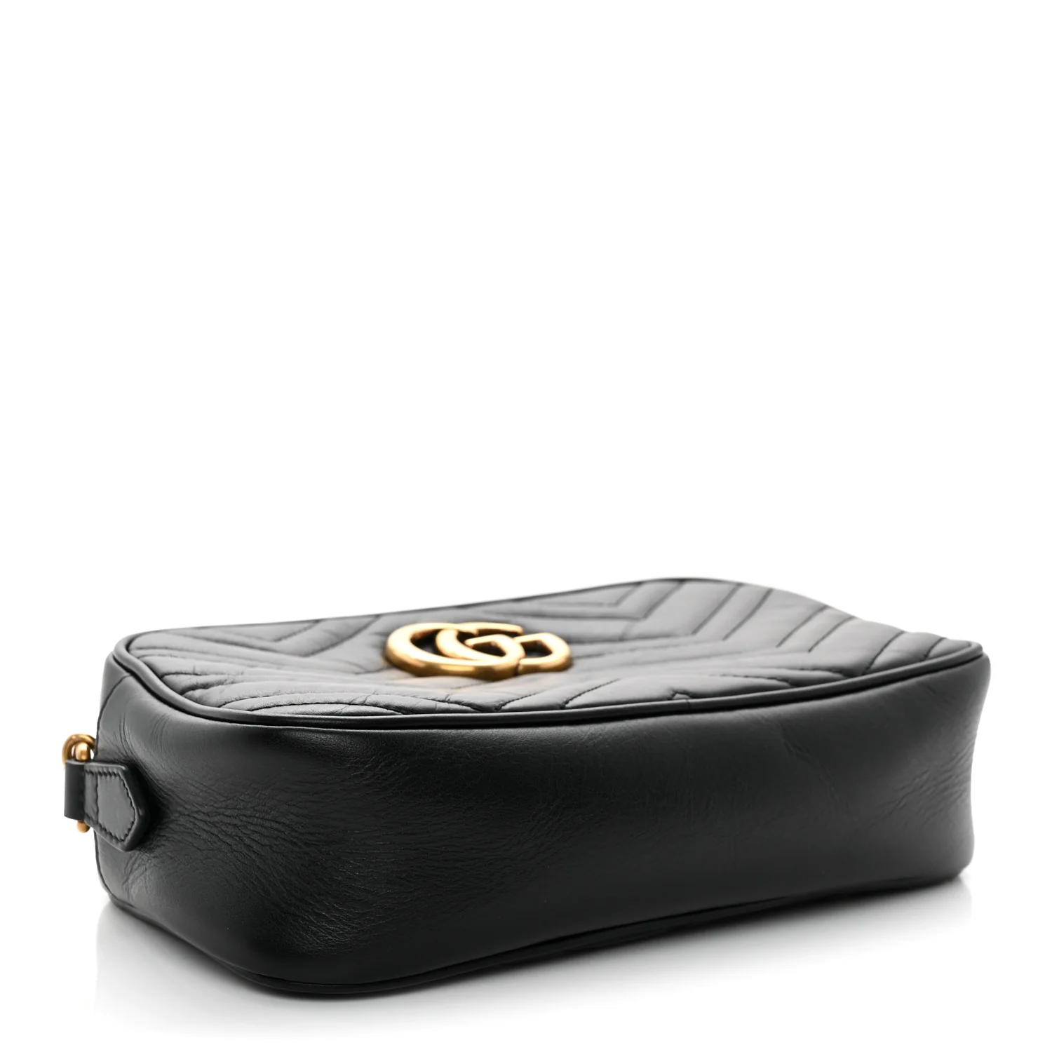 Calfskin Matelasse Small GG Marmont Chain Shoulder Bag Black