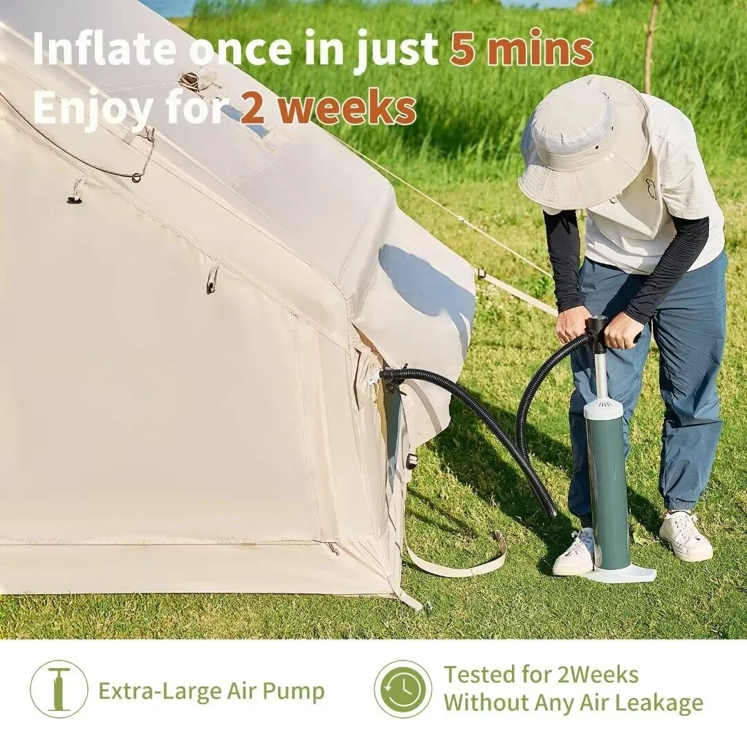 NAIZEA Inflatable Tent Air Glamping Tents 6person Cabin Tent&Mesh&Chimney Window