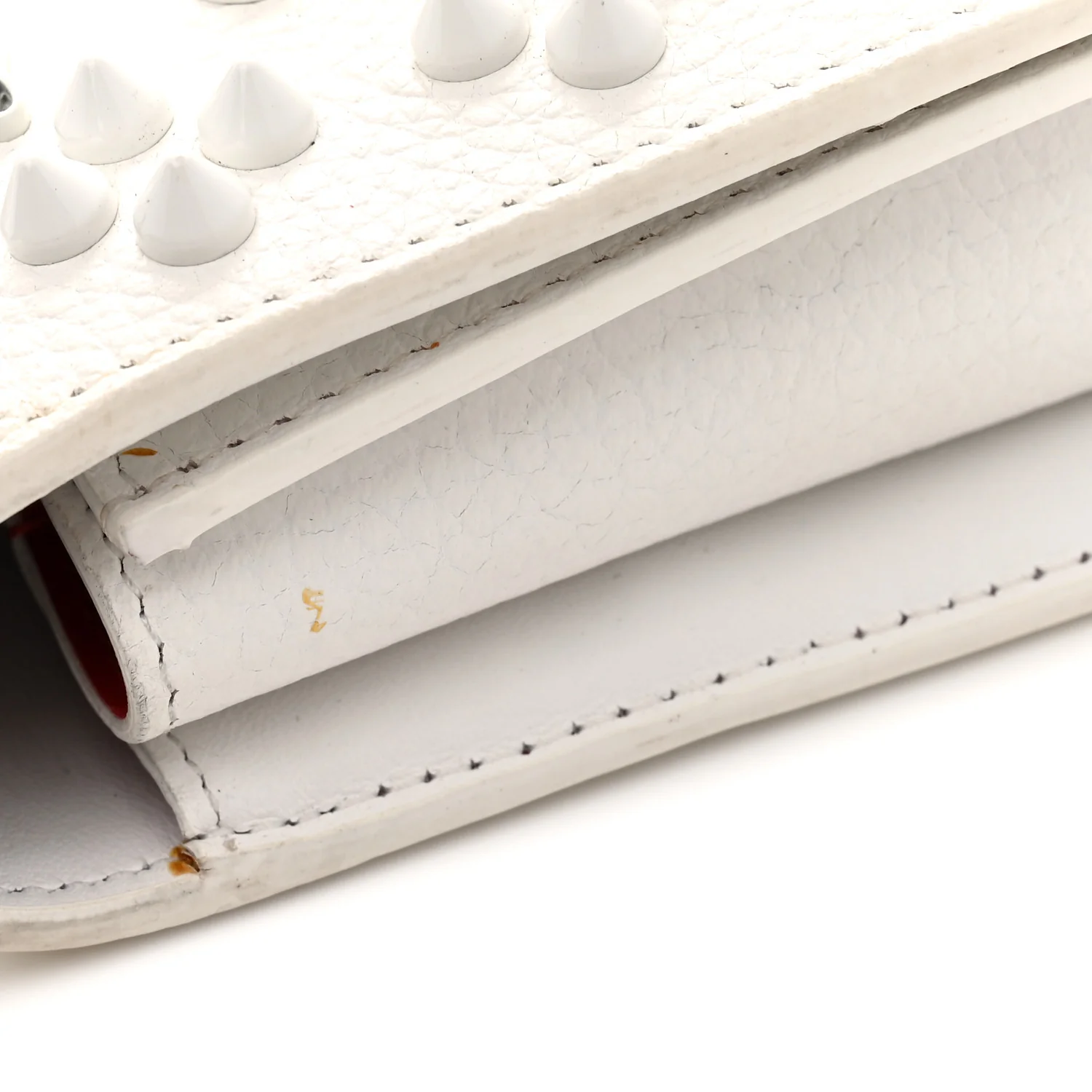 Calfskin Spikes Loubinthesky Paloma Wallet On Chain White