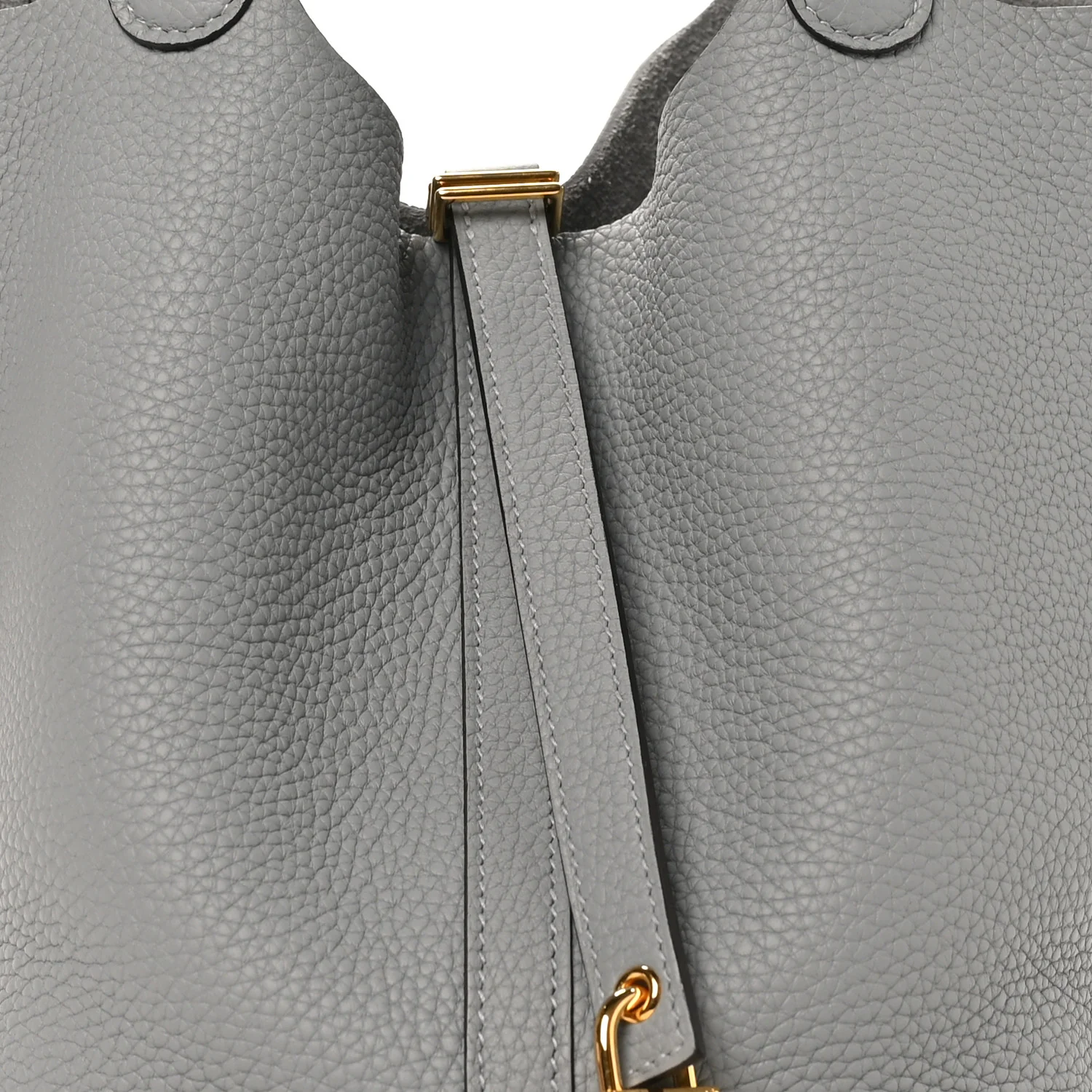 Taurillon Clemence Picotin Lock 22 MM Gris Pantin
