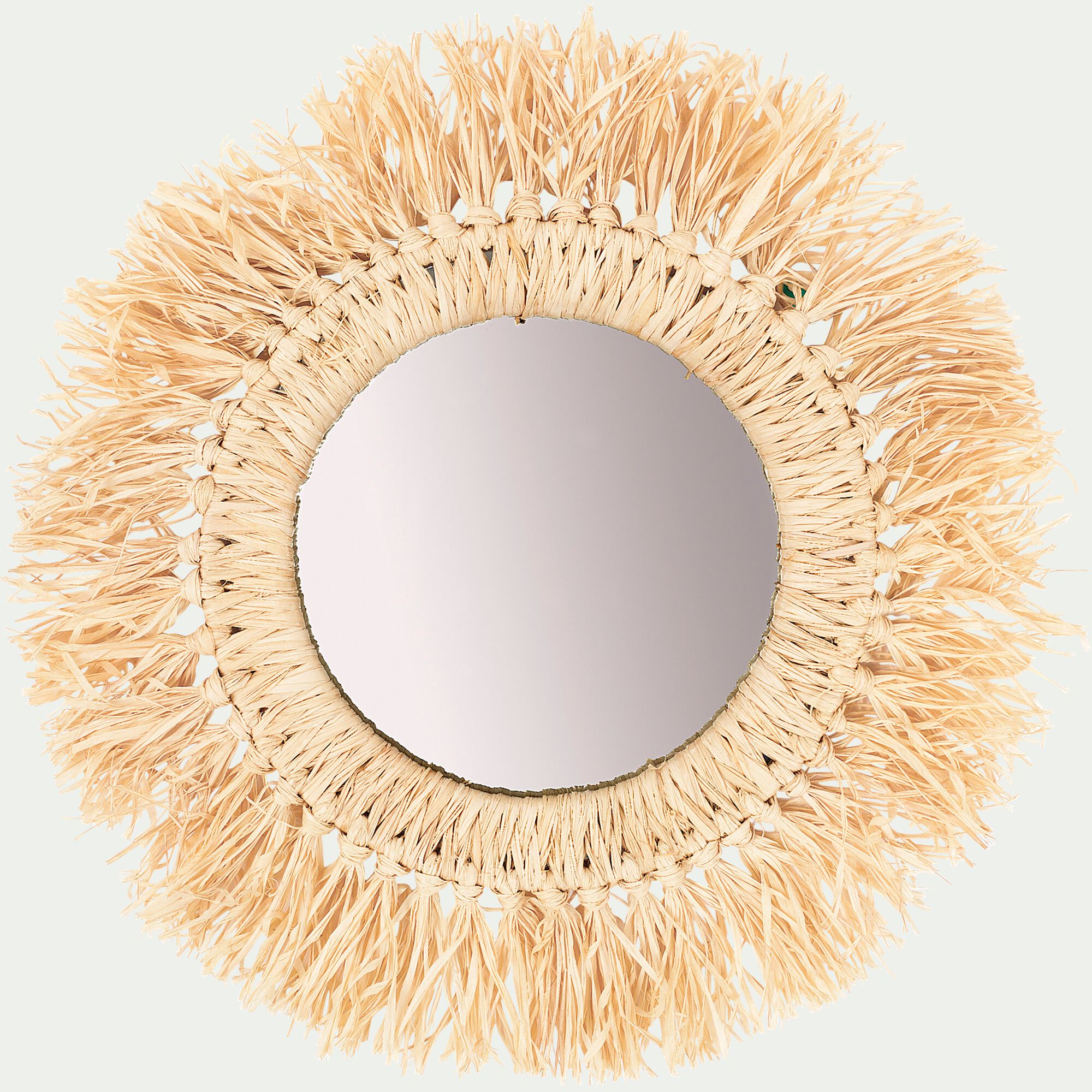 OLEO - Miroir mural frange raphia D35cm - naturel