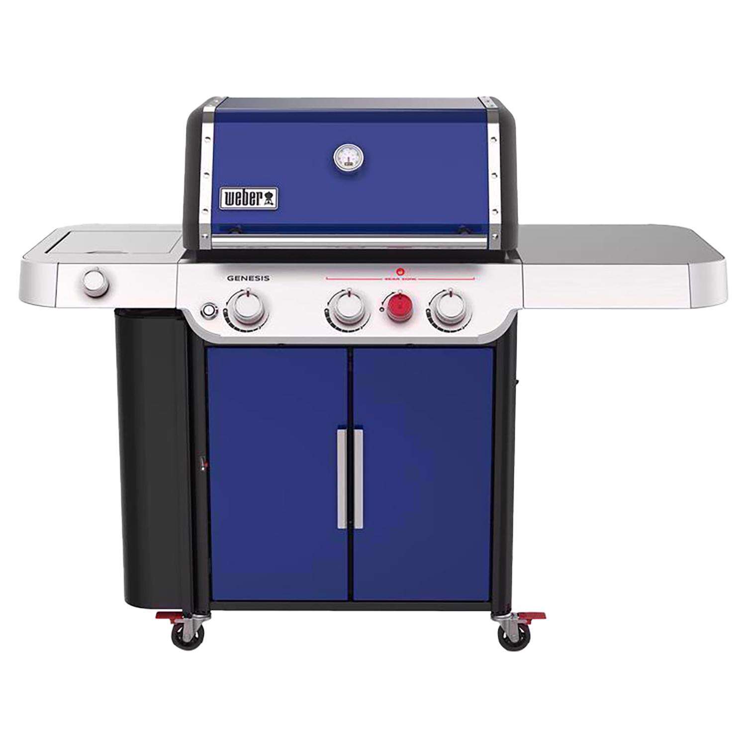 Barbecue Weber Genesis E-335 à 3 brûleurs, fonctionnant au propane liquide, bleu océan profond