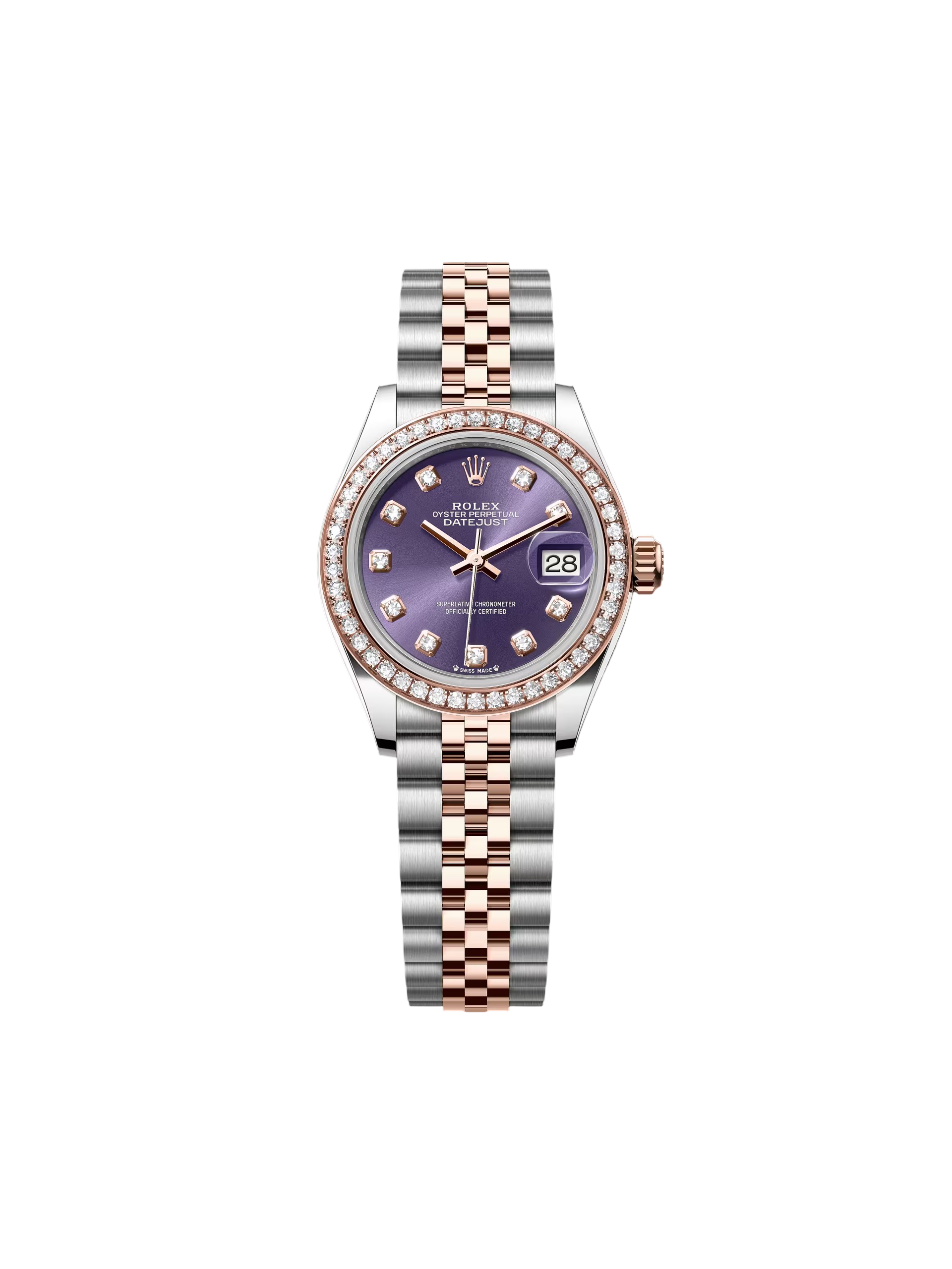 【Super Clone】RLX Lady-Datejust 28mm 279381RBR Aubergine Diamond Dial Oyster Bracelet