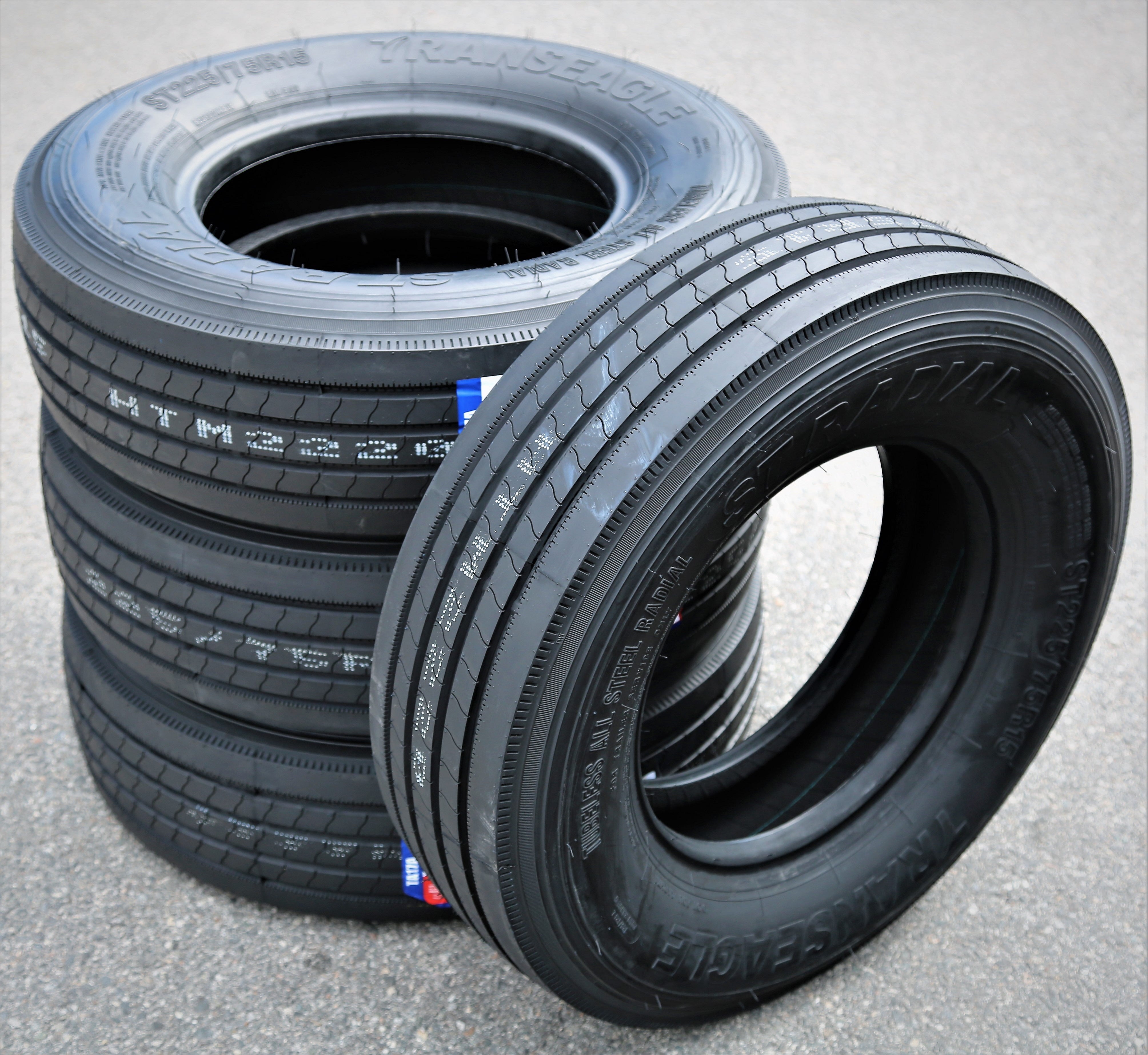 Ensemble de 4 (QUATRE) pneus de remorque Transeagle All Steel ST Radial ST 225/75R15 indice de charge G (14 plis)