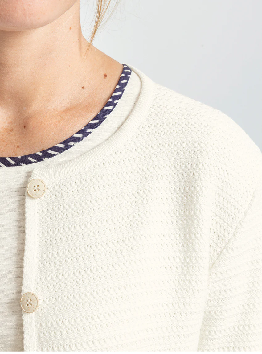 Cardigan femme en coton blanc crème