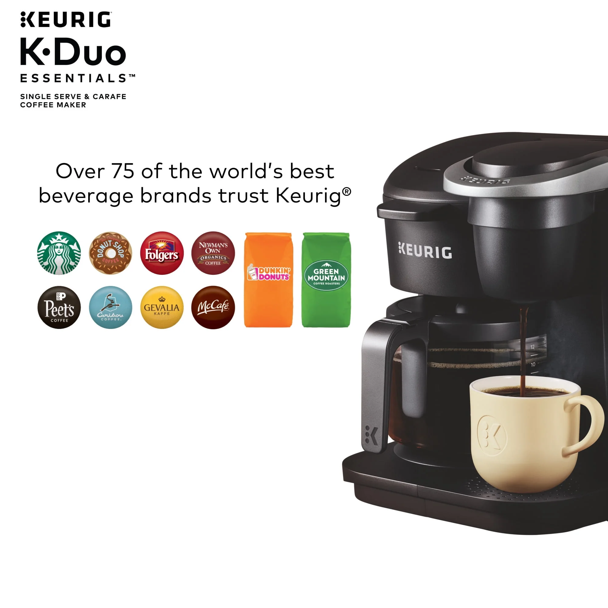 Keurig K - Duo Essentials Black Single - Serve K - Cup Pod Coffee Maker, Black