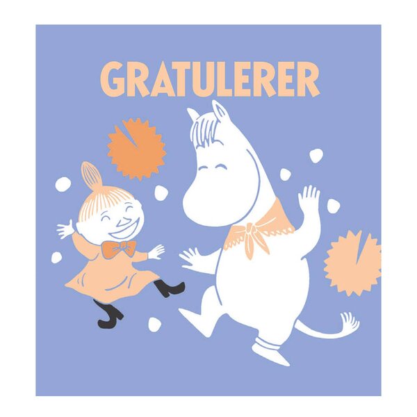 Mummi kort dobbelt 7,5x7,5 cm Gratulerer lyseblå