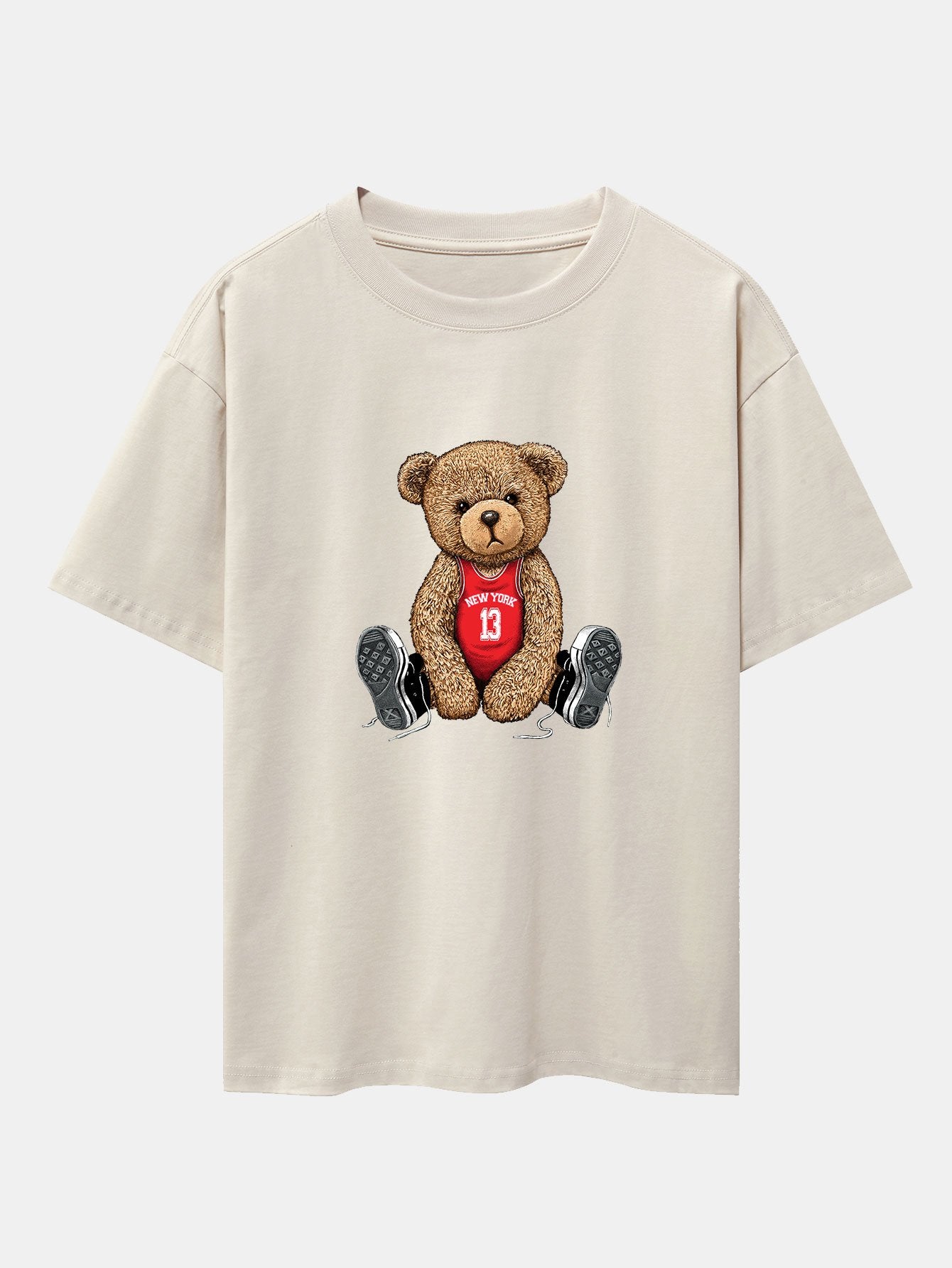 T-shirt oversize à épaules tombantes imprimé ours de New York