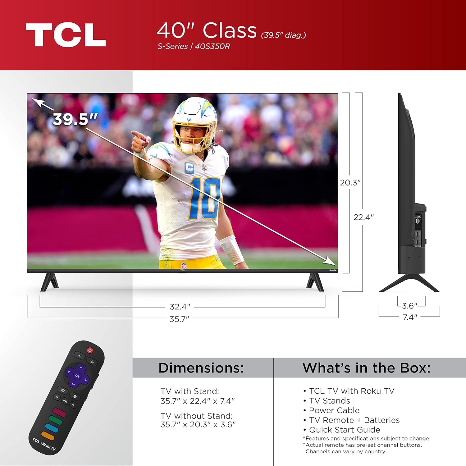 TCL 40-Inch Class S3 1080p LED Smart TV with Roku TV (40S350R  2023 Model)  Compatible with Alexa  Google Assistant  and Apple HomeKit Compatibility  Streaming FHD Television Black